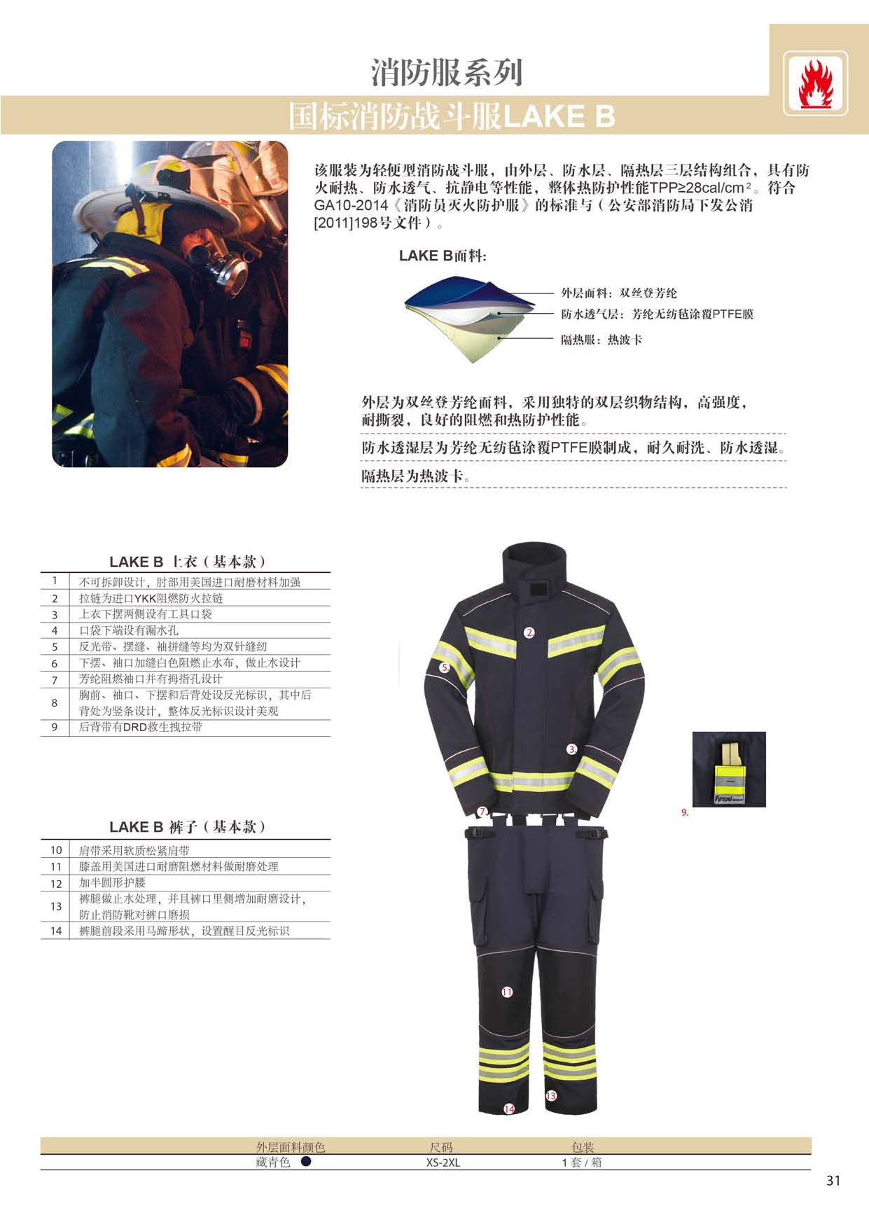 国标消防战斗服Lake B